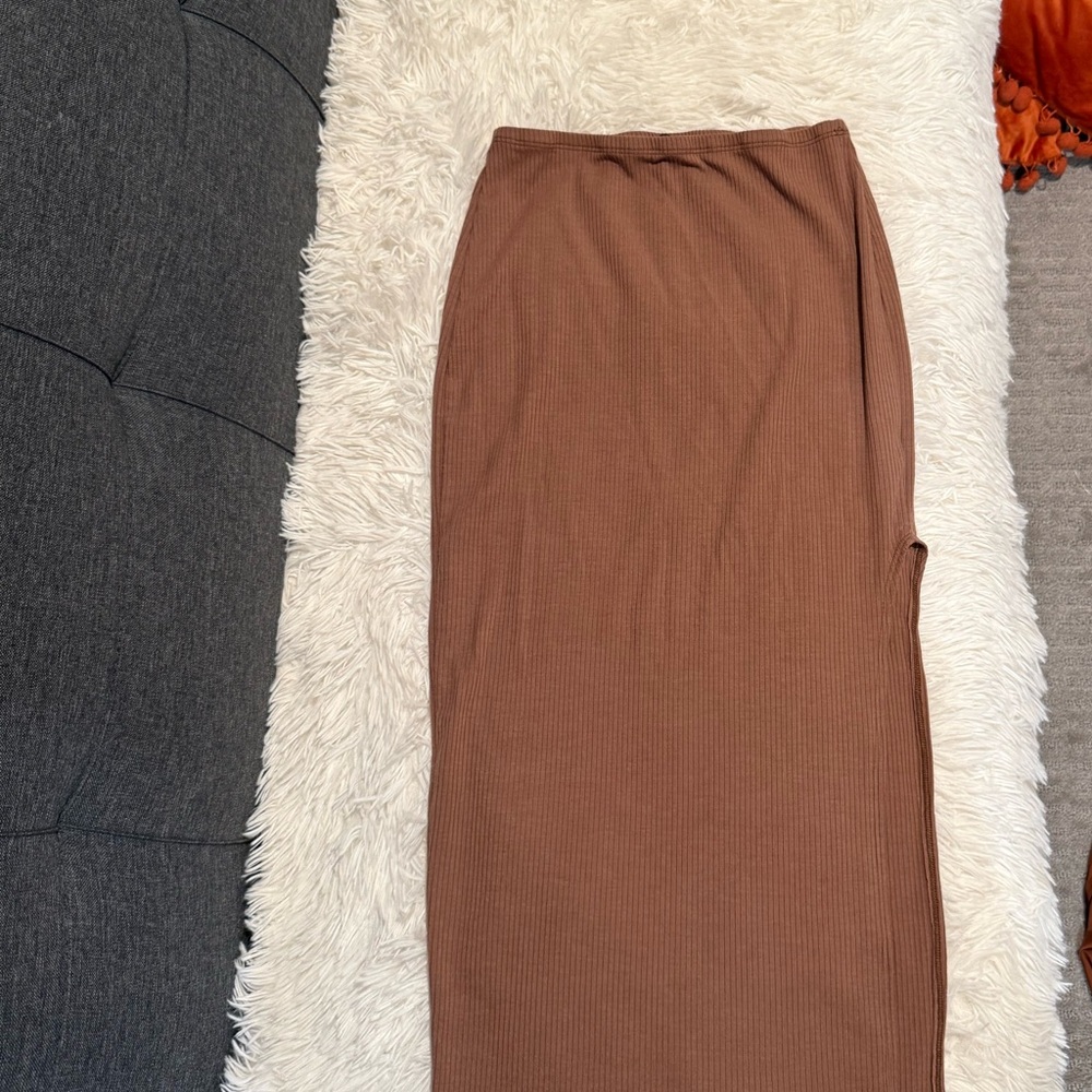 Lulus Brown Ribbed Two-Piece - Picture 2 of 7